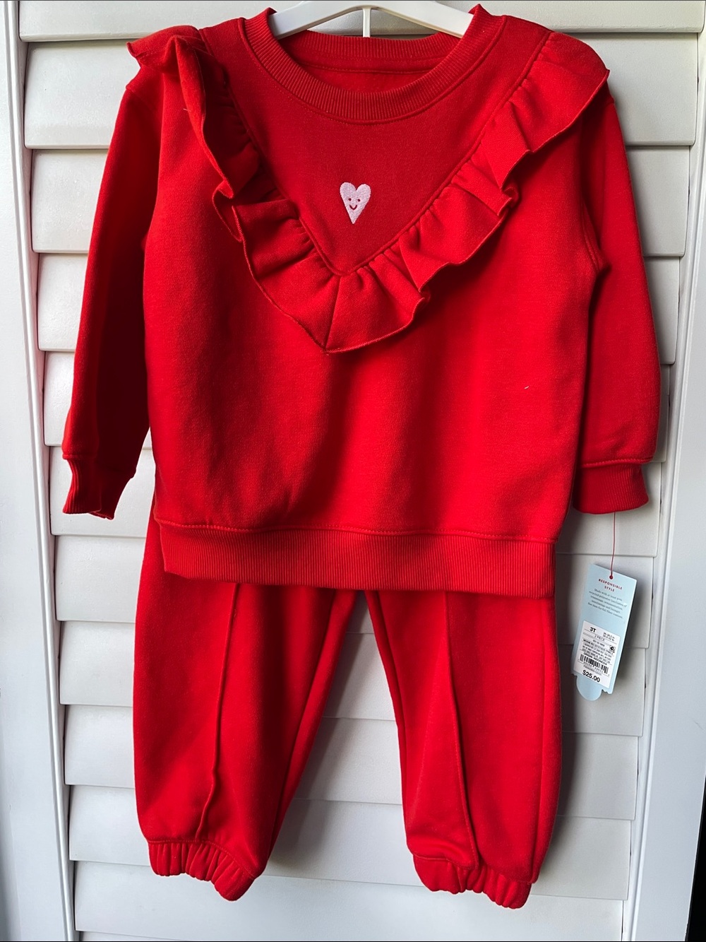 Cat & Jack Red Ruffle Sweatshirt and Jogger Set
